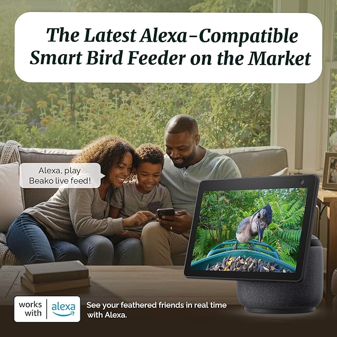 Beako™ Smart Bird Feeder with 4K Camera Solar Powered for Outdoors - UHD Live Stream for Birdwatching, AI Identification 10,000+ Bird Species, Real-Time Motion Detection, Ideal Gift for BirdLovers