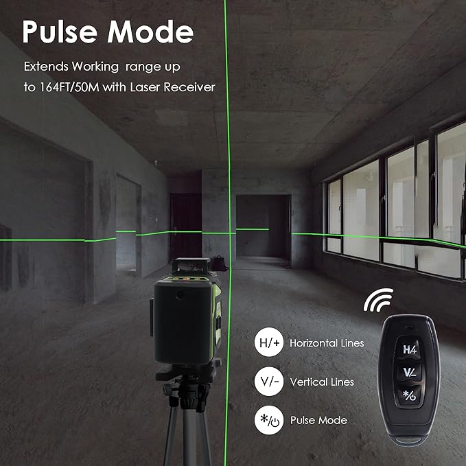 Laser Level 360 Self Leveling Kit, 4D 4x360° Green Cross Line Vertical and Horizontal Line Lazer Leveler, Laser Level Tool for Picture Hanging Construction, Batteries, Magnetic Stand, Carrying Bag