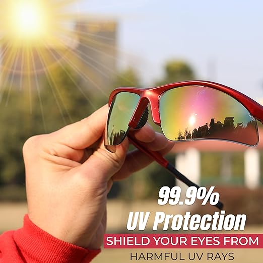 BISON LIFE Sport MTX Red Mirror Lens Safety Glasses, ANSI Z87+, Impact Resistant, Anti-Scratch UV Protection Lens for Shooting, Yard Work, Cycling, and Outdoor Activities (1 Pack)
