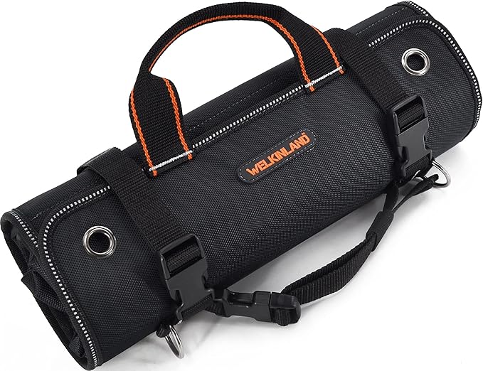 WELKINLAND Men's Tool Roll Organizer, Roll-Up Bag for Mechanics, Electricians & Motorcyclists