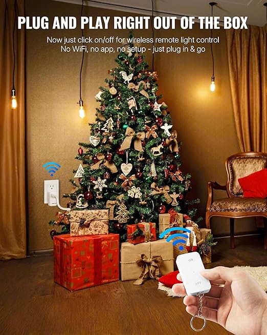 Remote Control Outlet, WILAWELS Remote Switch Outlet with Magnetic Base, Wireless On Off Outlet Switch for Light, Lamp, Fan, Appliance, 100ft RF Range, 15A/1875W, Pre-Programmed, FCC Listed W10RC1106