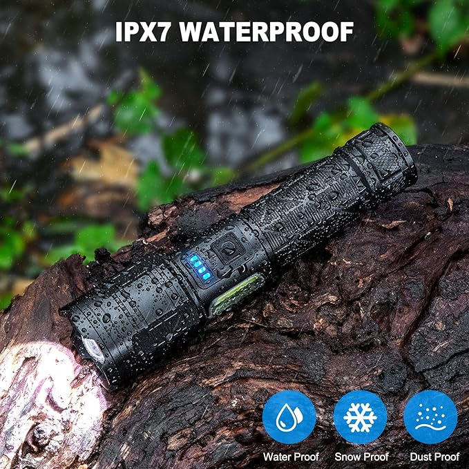 Cinlinso Rechargeable LED Flashlights 90000 High Lumens 2 Pack, Super Bright Flash Light with 7 Modes, IPX7 Waterproof, Powered Handheld Flashlight for Home Camping Emergencies