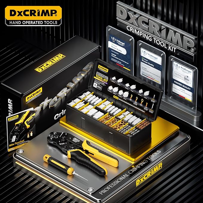 Automotive Electrical Wire Connectors Crimping Tool Kit, 2.8mm 2 3 4 6 9 Pin Connector, AWG 24–14 Ratchet Crimping Tool with Extractor, for Car, Motorcycle, Boat, Trailer Wire Harness Repairs