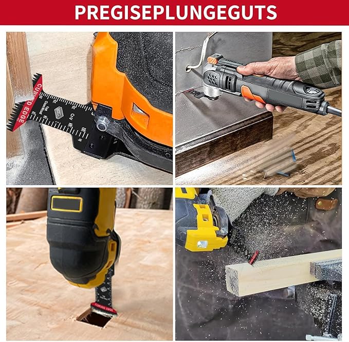 16PCS Japanese Teeth Oscillating Tool Blade, CRV Extra Long Multi Tool Blade Kits for Wood Clean Cutting, Universal Oscillating Saw Blades Fit Dewalt Bosch Milwaukee Ryobi