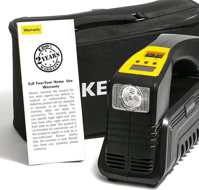 Kensun AC/DC Digital Tire Inflator for Car 12V DC and Home 110V AC Rapid Performance Portable Air Compressor Pump for Car, Bicycle, Motorcycle, Basketball and Others