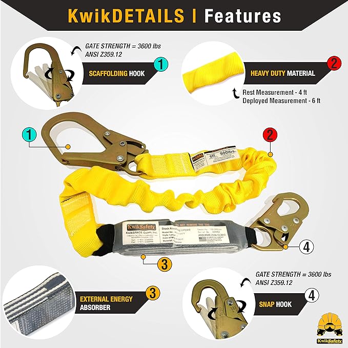 KwikSafety - Charlotte, NC - SUPERCELL Safety Harness [KIT] Premium Shoulder Padding ANSI OSHA Full Body Fall Protection Work Equipment | Construction Tower Climbing Roofing