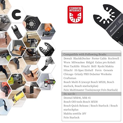 Bionso 28PCS Oscillating Saw Blades, Professional Universal Titanium Multitool Blades for Wood Plastics Metal, Quick Release Multi Tool Blades Kits Fit Dewalt Ryobi Milwaukee Rockwell Fein Makita