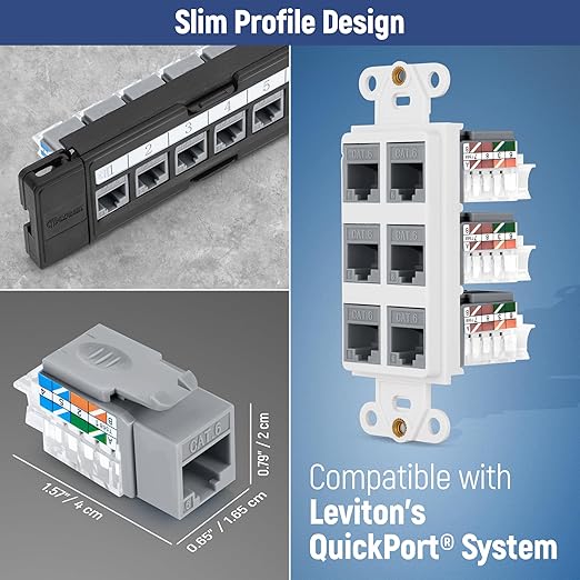 Everest easyJACK - 45° Angled Speed Termination Keystone Tool Set - with 20-Pack of RJ45 Cat6 Keystone Jacks in Purple (Slim Profile Design) - Time Saver Network Punch Down Tool Cat6