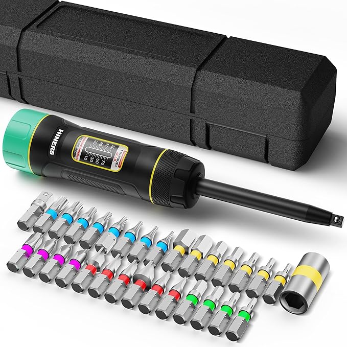 31 Piece Torque Screwdriver Wrench Driver Set 1/4" 10-80 Inch Pounds lbs with 30pcs S2 Bits, Long Shank Screwdriver Torque Wrench for Maintenance, Tools, Bike Repairing and Mounting
