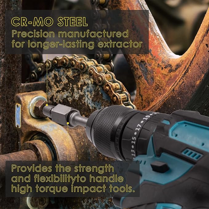 Topec 25Pcs-Double Head Screw Extractor Set, Newest Version 3/8” Drive 2-in-1 Functional Easy Out Bolt Extractor Set, Premium CR-MO Steel Rounded Bolt Remover