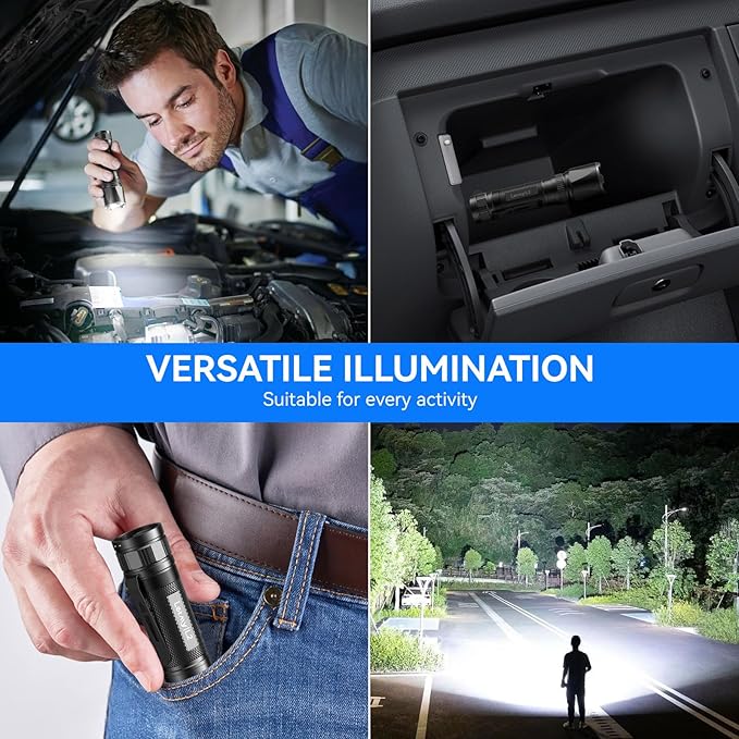 LETMY Rechargeable Flashlights High Lumens, 2 Pack 2000 Lumens Super Bright LED Tactical Flashlight, 3 Modes Samll Powerful Flash Lights with Clip, Waterproof Flashlights for Home Emergency Camping