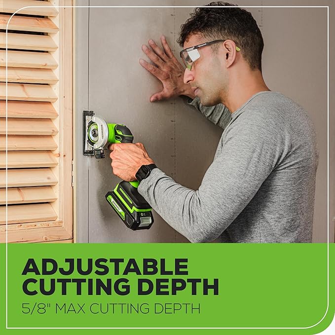 Greenworks 24V Mini Circular Cut-Off Saw Kit – Cordless Brushless 3'' Cutting Tool with 2.0Ah Battery & Charger, Compact for Metal, Tile, Plastic, Grinder-Style Design