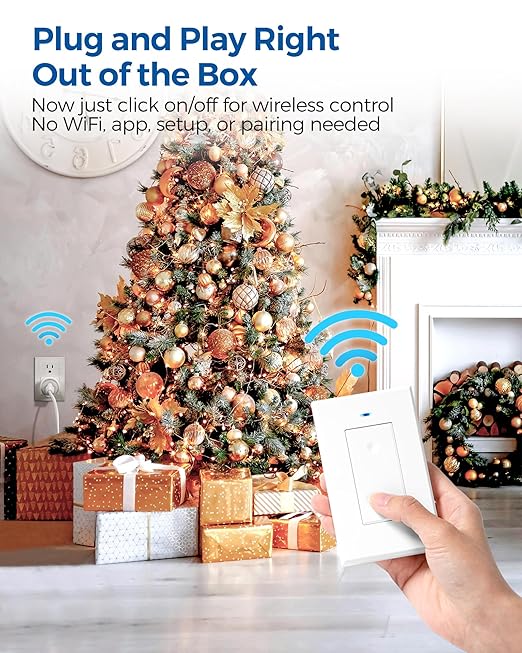 Remote Control Outlet Plug, WILAWELS Wireless Light Switch, On Off Remote Switch Outlet for Lights, Lamps, Home Appliance, 100ft RF Range, No Wiring, FCC Listed (2 Remotes + 1 Outlet) W05RC2106