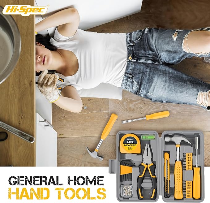 Hi-Spec 25pc Small Compact Hand Mini Tool Kit Set for Home and Office DIY. Household Basic Repairs in a Portable Toolbox Case