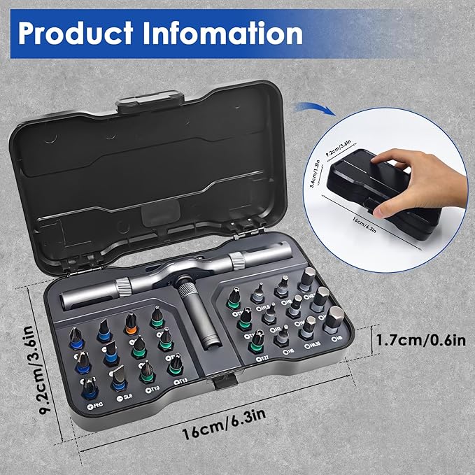 24 in 1 Magnetic Ratchet Screwdriver Set, Precision Screwdriver Set Kit with Detachable Handle & Multi-Bit Tips, Portable DIY Repair Tool for Furniture, Computer, Bicycle, Phone, Watch, Electronics