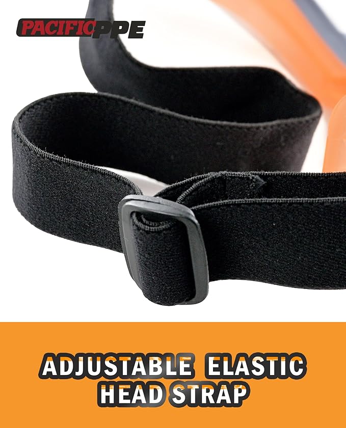 PACIFIC PPE Wide-Vision Safety Glasses, ANSI Z87 Eyewear with Anti-Fog and Anti-Scratch Wraparound Lenses, Adjustable Strap, Ideal for Chemistry Lab, Woodworking, Industry