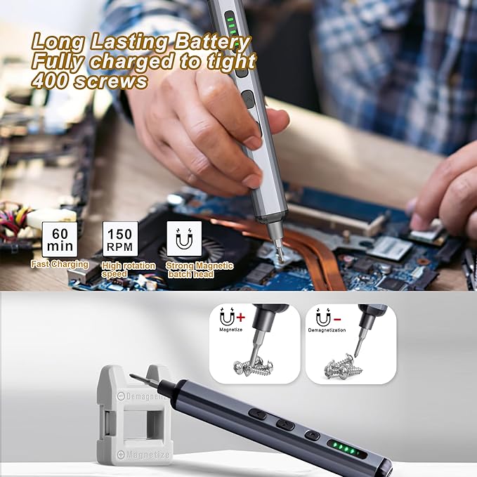 Mini Electric Screwdriver Set, Small Electric Precision Screwdriver with 5 Torque Levels, 68-in-1,Max 0.35 N.m Cordless Power Screwdriver Kit for Laptop, Camera, DIY,Phone & Electronics Repair