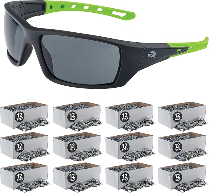 Veratti Spectrum Safety Glasses, Anti-Fog Gray Lens, ANSI Z87.1 Certified, Impact Resistant, Gray/Green Frame