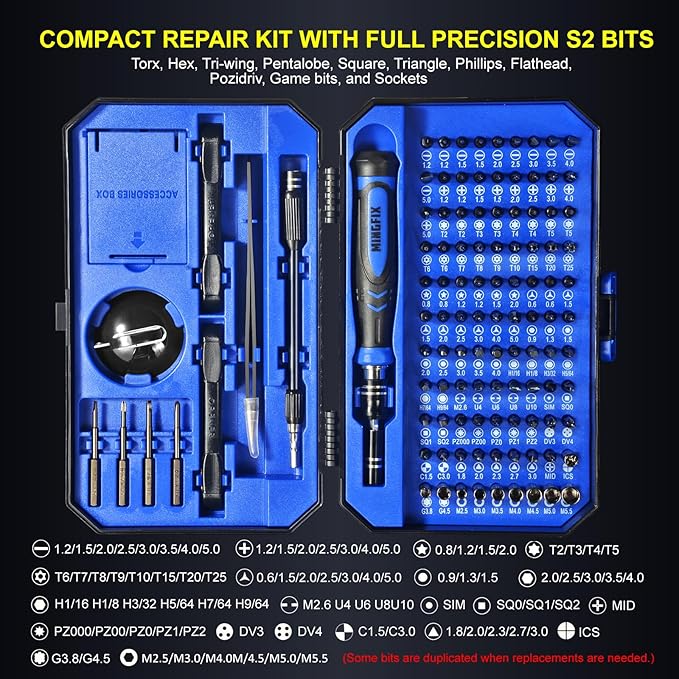 Precision Screwdriver Set with 103 Multi Bits, MINGFIX 115 in 1 Small Magnetic Repair Tool Kit for MacBook,Laptop,PC,Computers, iPhone, Electronics,PS5,PS4,Nintendo Switch, Xbox,Watches & Eye Glasses