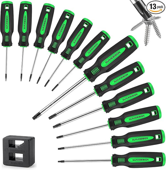 13 Pieces Magnetic Torx Screwdriver Set ，T5 -T40 Star Screwdrivers