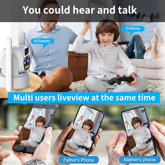 Security Cameras Wirelss Outdoor for Home Security, Alexa Cameras Solar Power,360 View Outside Camera,Motion Detection,10x Hybrid Zoom PAN Tile,IP-65 Weather Proof (1 Pack)