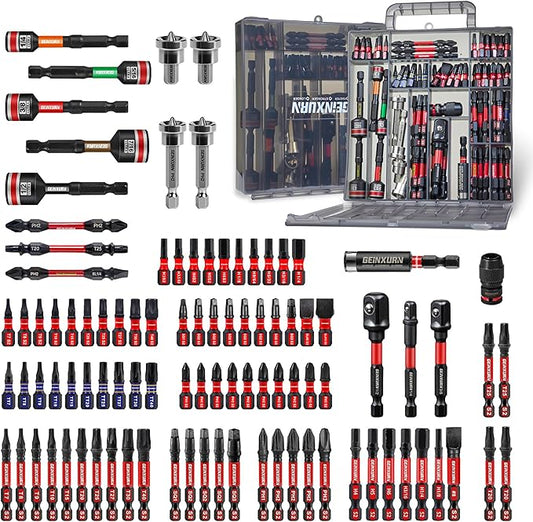 98Pieces 1”/2” Impact Screwdriver Bits Set, Magnetic S2 Steel (Phillips/Slotted/Square/Torx/Hex/Security Torx) Driver Bits Tips,Impact Bit Holder and Nut Driver with Grey Storage Box Case