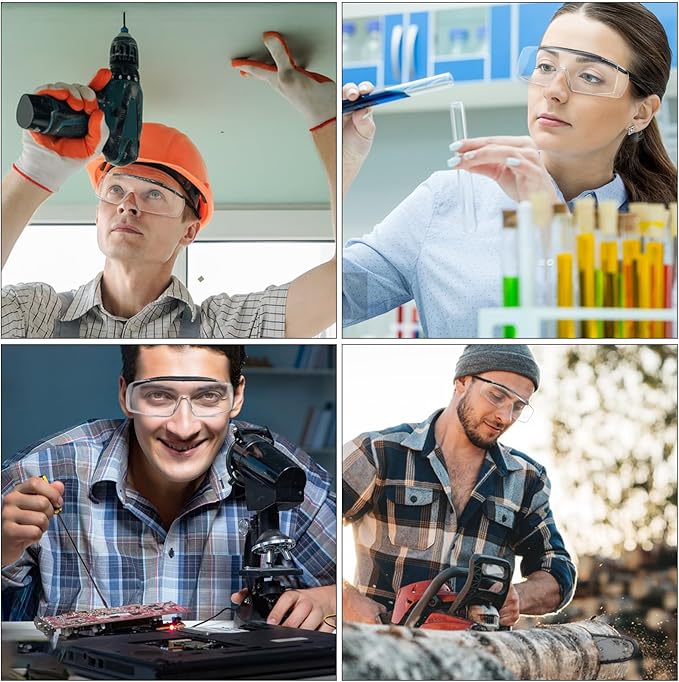 Safety Goggles Over Glasses, Anti-Fog Clear Wraparound Lens, Safety Glasses Over Eyeglasses, Anti-Scratch Lab or Shooting Glasses Eye Protection, Adjustable, UV Protective Eyewear ANSI Z87.1