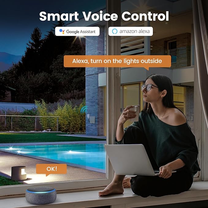 SURAIELEC 15 AMP WiFi Smart Timer Switch for Outdoor Electrical Boxes, 120V WiFi Pool Timer, for Waterproof Outlet Junction Box, Pool Light, Driveway Lighting, Security System, Holiday Decorations