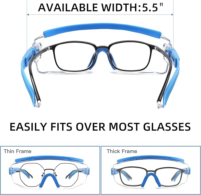Safety Glasses Over Eyeglasses Anti Fog Safety Goggles Protective Glasses With Adjustable Frame For Men Women