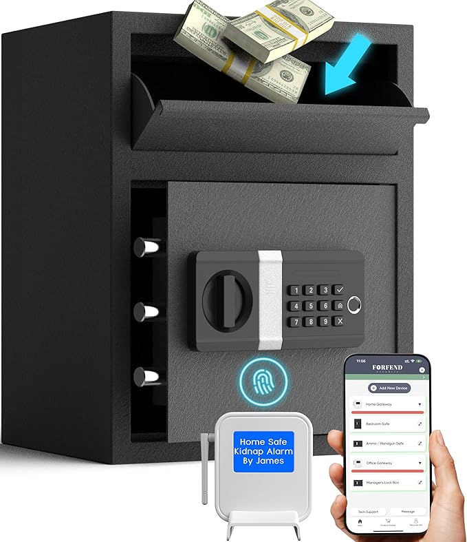 FORFEND Smart Home Safe | WiFi Safebox App Lock/Alarm | Voice Command, Kidnap Alarm, Tamper Detect, Frozen Mode, Sub Account| Digital Safes Anti Theft
