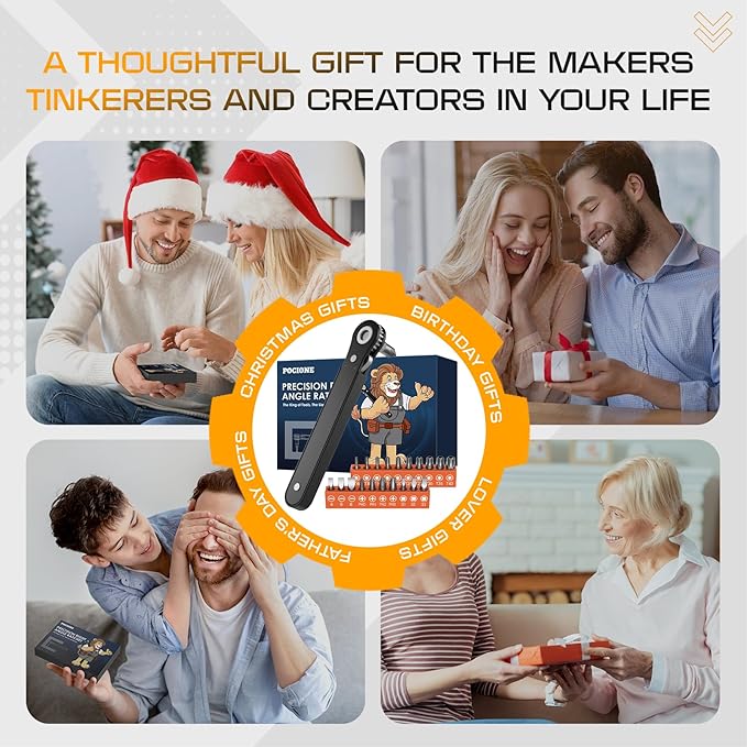 Right Angle Screwdriver Set: Mini Ratchet Screwdriver with Low Profile Offset Handle, Tamper Proof Torx, Hex Bits, Square Drive Bit, EDC Tool Set for Tight Spaces, Christmas Gifts for Men Dad Husband