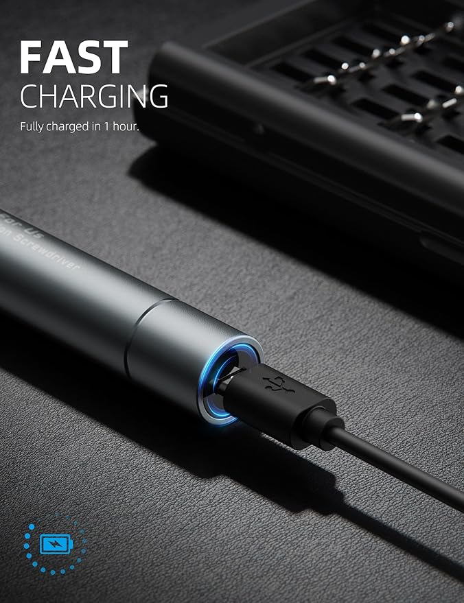 iFu Mini Electric Screwdriver, 42-in-1 Precision Screwdriver Set, Cordless, Magnetic Storage, 5/32''Hex, For Electronics Phone Camera Laptop Watch - Grey