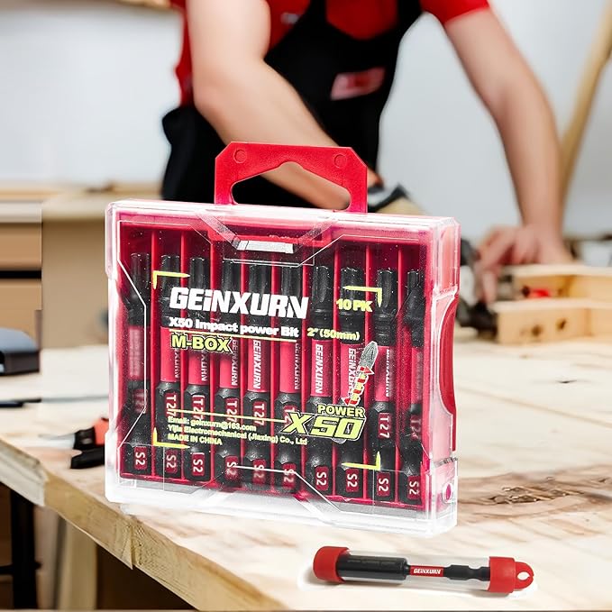 20Pieces 2inches T27 Impact Tough Magnetic Screwdriver Bit Set, #27 Torx Head Power Bits, S2 Alloy Steel Star Bits with 1pc Bit Holder and Storage M-Box