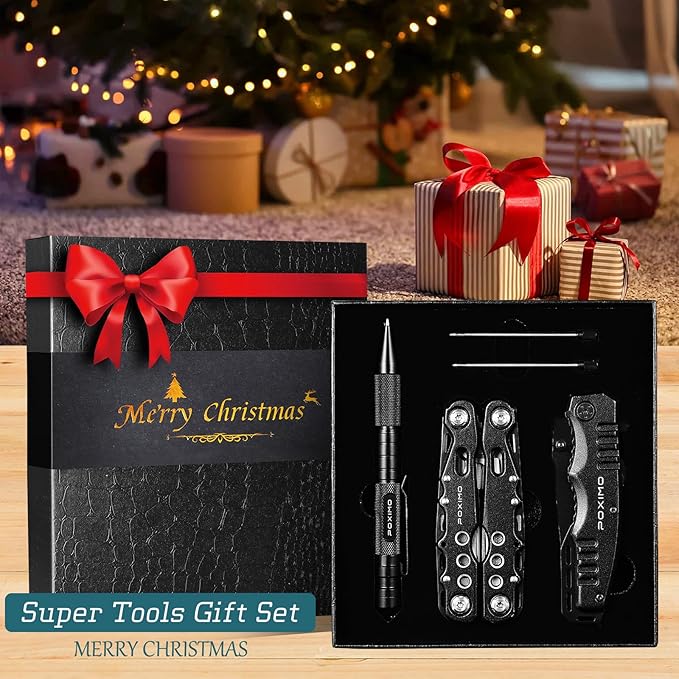 Gifts for Christmas, Multitools Set with Multi-Pliers, Pocket Knife, Tactical Pen 3-In-1, Christmas Gifts Stocking Stuffers for Men Women, EDC Multi-tools(Merry Christmas)