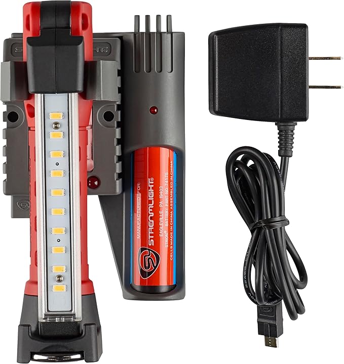 Streamlight 74854 Strion Switchblade 500-Lumen Rechargeable Multi-Function Compact Work Light With 120V/100V AC PiggyBack Charger, Red
