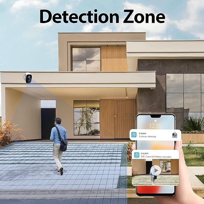 Rraycom 5MP Security Cameras Wireless Outdoor Solar Powered with AI Detection, 2K Color Night Vision Security Camera with 2 Way Audio, Alexa, No Monthly Fee, Spotlight & Siren, IP65 Waterproof