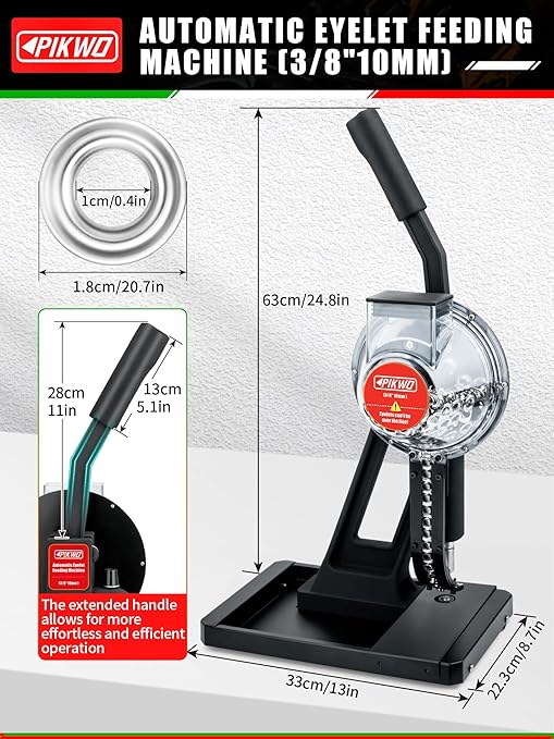 Automatic Eyelet Feeding Machine (3/8" 10mm) Press Punch Tool Kit with 3/8” Die and 10,000 Pcs Grommets Self Piercing Grommet Maker Labor Saving Corsetry Class Recommended