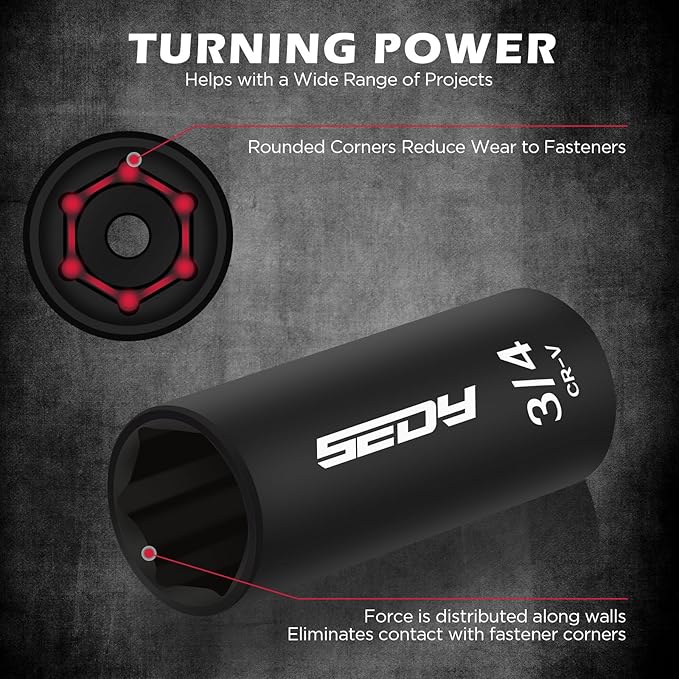 71-Piece 3/8" Drive Master Impact Socket Set, SAE and Metric, 5/16"- 3/4", 8mm - 22mm, Cr-V, Cr-MO, Universal Joint Deep Standard Sockets with Ratchet Handle, Swivel Sockets, Extension Bars, Adapters