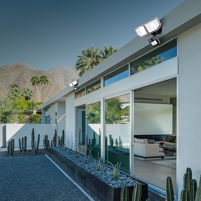 40W LED Security Lights Motion Sensor Light Outdoor, 180 Degree, 4000LM Motion Security Light, 5000 K, ETL Water Resistant, Clear 2 Head Motion Detector Flood Light for Garage, Yard 2-Pack (Black)