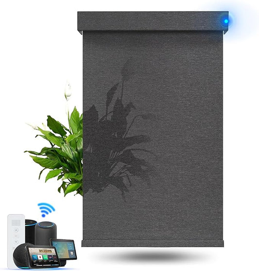 Motorized Blinds with Remote, Light Filtering Smart Roller Blinds Compatible with Apple Homekit Google Home and Alexa, Automatic Window Blinds Customize, Black