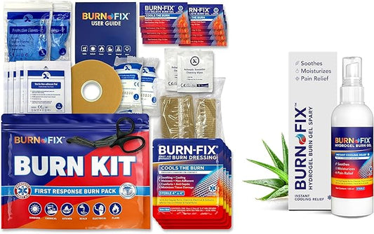 BurnFix® Burn Kit Comprehensive 25pcs First Aid Kit + Hydrogel Burn Spray - 120ml Bundle