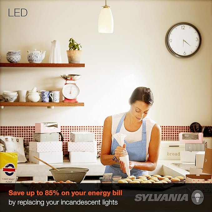 SYLVANIA LED A19 Light Bulb, 60W Equivalent, Efficient 9W, CEC Compliant, 10 Year, Non-Dimmable, 2700K, 800 Lumens, 90 CRI, Soft White - 24 Pack (Package May Vary)