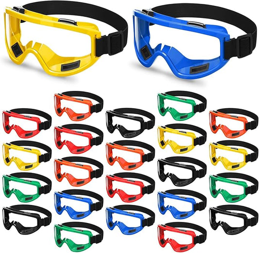 24 Pack Anti Fog Safety Goggles Colorful Lab Goggles Impact Resistant Protective Glasses Men Women Eye Protection for Painting Sanding Dust Woodworking Construction Chemistry