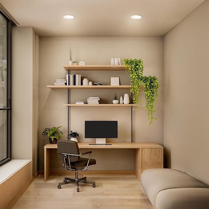 Feit Electric LED Recessed Downlight, fit Most 5-6" Housing Cans, Baffle Trim, Dimmable, 75W Equivalent 10.2W, 925 LM Retrofit kit, 75 Watt, 2700K Soft White, 6-Pack LEDR56B/927CA/MP/6