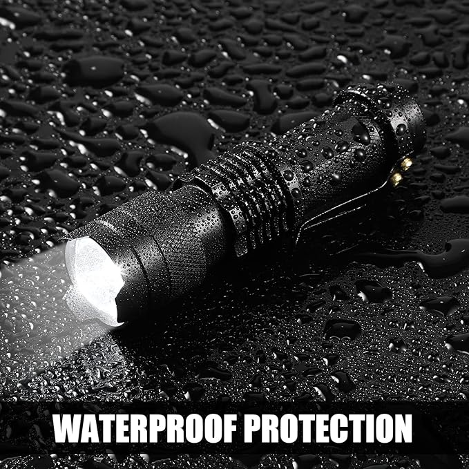 Fumete 20 Pieces LED Flashlight Mini 3 Mode Tactical Torch Small Water Resistant Pocket Flash Light Adjustable Focus Light Pen for Men, Father, Indoor Outdoor Hiking(Black)