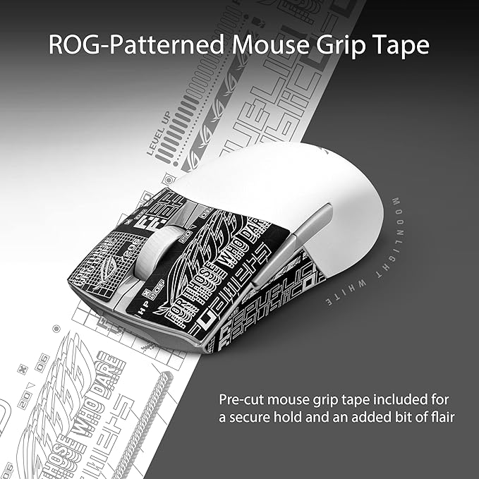 Asus ROG Keris Wireless AimPoint Gaming Mouse, Tri-mode connectivity, 36000 DPI sensor, 5 programmable buttons, ROG SpeedNova, Replaceable switches, Paracord cable, White