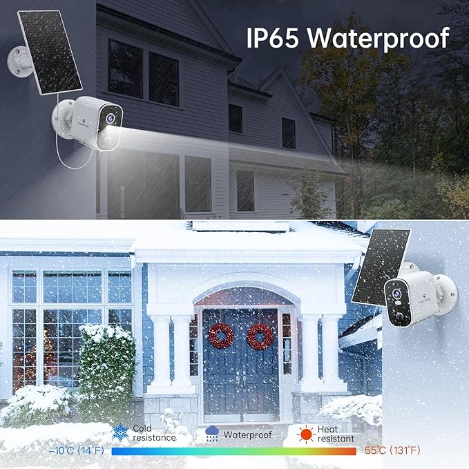 SYMYNELEC Solar Security Cameras Outdoor: 4-Pack Wireless Surveillance System - 2K Night Vision Motion Detection - Waterproof Home Monitoring Year-Round for Homeowners