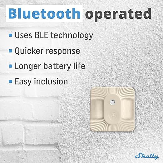 Shelly Blu H&T Ivory | Bluetooth Smart Temperature & Humidity Sensor with Remote App Control & Monitoring | Splash and dust-Proof | Smart Scenes | Notification Alerts | Free Data Storage Export