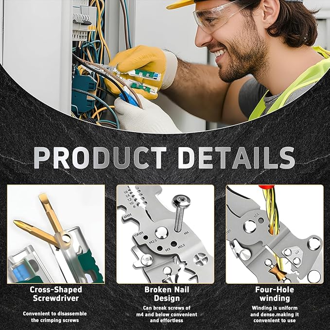 18 In 1 Folding Stylus Screwdriver Wire Stripper, 2025 New Foldable Wire Strippers with Voltage Detector, Compact Multi-tool Wire Stripping Pliers, Electrician Pliers for Cutting & Pulling Wires Cable