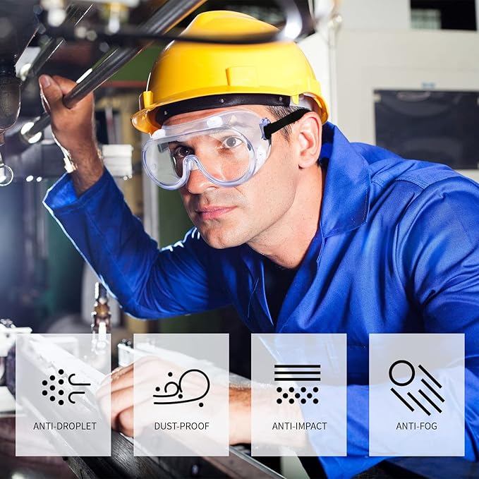 Safety Goggles FDA Registered Anti-Fog Fits Over Glasses Scratch Resistant Lab Science Chemistry Work Nurse